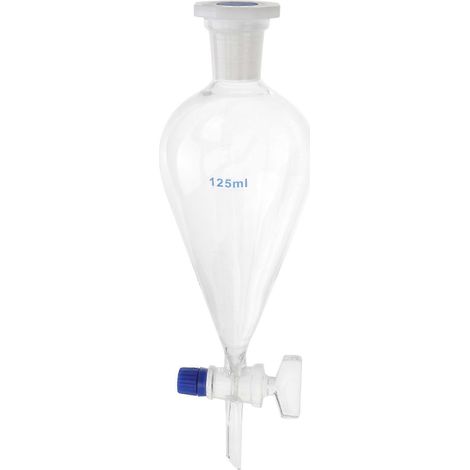 Ampoule à décanter de 125 ml en forme de poire, en verre borosilicate, pour alambic de laboratoire-25.50X6.10X6.10CM-Transparent (1/4)