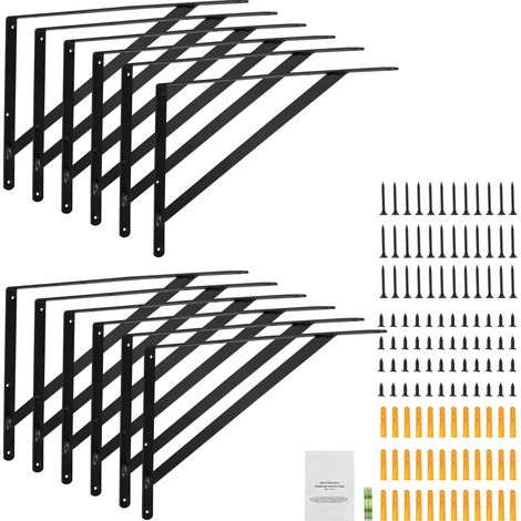 Mophorn Soporte para Estante, Soportes para Estante Flotantes Resistentes, Soporte para Estante Triangular de Color Negro, Soportes para Estantería de Acero con Capacidad de Carga de 160 Libras