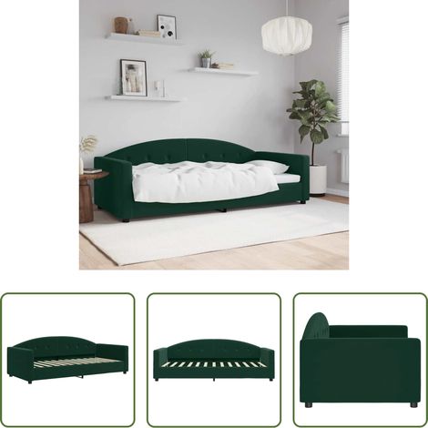 vidaXL Canapé - Lit de repos sans matelas vert foncé 90x200 cm velours (1/5)