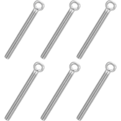 6 Pcs Boulon à Œil M6x55mm Boulon à Œillet de Levage pour Balancement d'Épaule, Vis Filetage Complet en Acier Inoxydable 304, Filetage Métrique Trou Coulissant, Couleur Argentée (1/5)