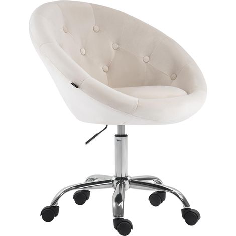 Taburete de trabajo London de terciopelo Crema