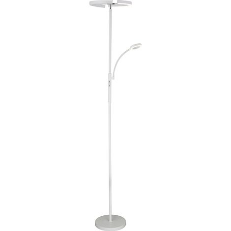 BEL AIR HOME - Lámpara de Pie de Salón Led 20W+7W Con Dimmer, IRIS 3000K 4000K 6500K Blanco, Diseño Moderno en Metal, Protección Ocular y Altura de 175.8cm, (BLANCO) (1/3)