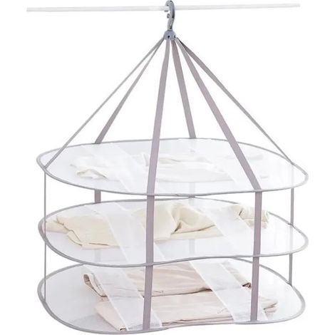 Panier à linge pliable - YSTP - 3 niveaux - Maille respirante - 76,5 x 61 x 78 cm - Séchage suspendu (1/4)