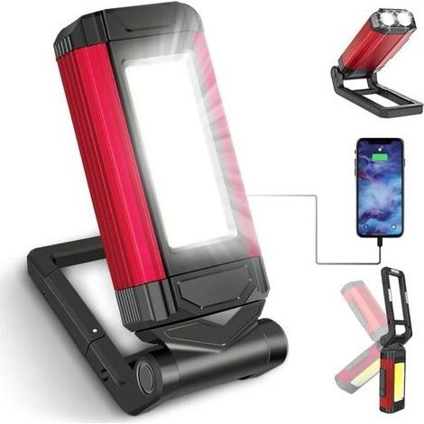 FENOPLASTICALampe de Travail Rechargeable Puissante, Baladeuse LED Lampe Atelier avec Base Magnétique, Lampe Torche avec IPX6 Étanche, 7 Modes Lampe Mecanicien pour D'urgence, Garage et Camping [Class (1/4)