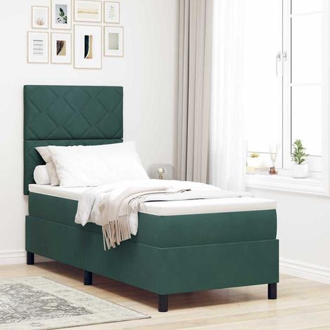 Boxspringbett mit Matratze Dunkelgrün 80 x 200 cm Samt (1/5)