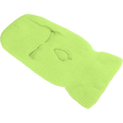 3 trous tricoté couvre-visage intégral hiver coupe-vent chaud sport extérieur ski cyclisme masque visage jaune fluo (1/5)