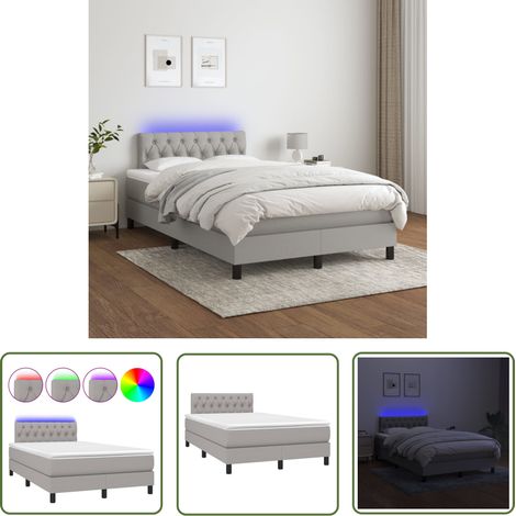 The Living Store Boxspringbett mit Matratze & LED Hellgrau 120x200 cm Stoff - Boxspringbett - Doppelbett - Schlafsystem - Lattenrost - Bettauflage (1/5)