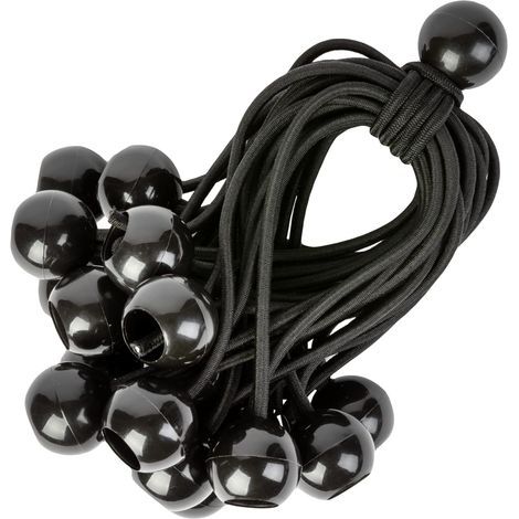 Elastic Cords with Ball Ends - Pack of 25 x 15 cm Universal Bungee Cords with Fasteners - Durable Elastic Strap Perfect for Camping, Luggage & Tarps - Black (1/5)