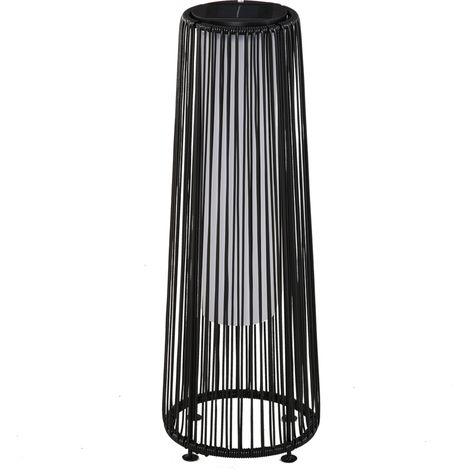 LED-Gartenstehleuchte im Kolonialstil, Ø 21,5 x 61 cm (H), schwarzes Kunstharzgewebe, kabelgebundene Designer-Außenleuchte, dekorative schwarze Leuchte für Terrasse und Gehweg