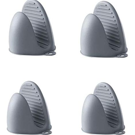 Packs Heat Resistant Mini Oven Mitts Microwave Oven Hand Clip Baking Gloves Kitchen Utensils Non-Slip Gloves Potholders Kitchen Accessories (Gray, 4 Pcs) (1/5)