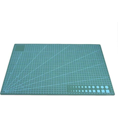 Planche à découper en PVC quadrillé A3, papier auto-cicatrisant, planche à découper en cuir et tissu (verte) (1/5)