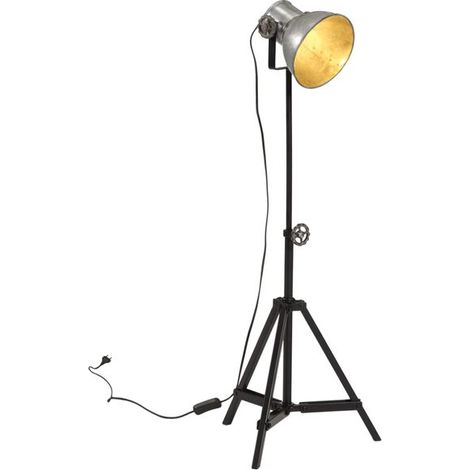 Lampe de table rétro argentée, 25 watts, 35x35x65/95 cm, culot E27. (1/5)