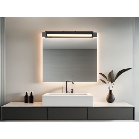 Dimmbare LED Bad Spiegelleuchte FABRIZIO schwenkbar, Schwarz Breite 50cm