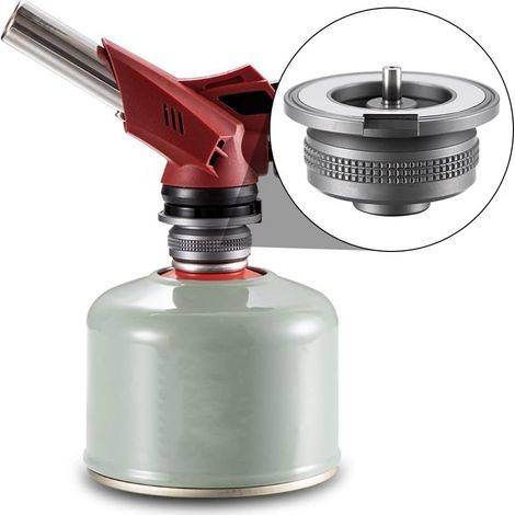 Adaptador para hornillo de gas de camping, entrada: casquillo de válvula Lindal EN417, salida: hornillo de gas butano Z13M (1/5)