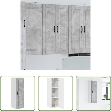 Küchenregal Holz -  Küchenschrank mit Tür Beton Grau 30 x 31 x 100 cm Holzwerkstoff (1/5)