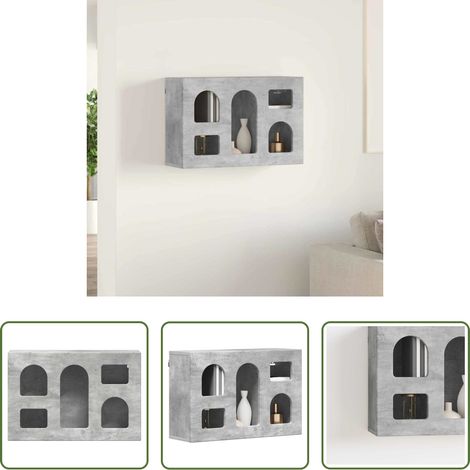 Wandregal -  Hängeschrank mit Regal Beton Grau 60 x 20 x 40 cm Holzwerkstoff