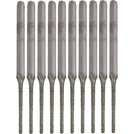 Set di 10 punte da trapano in argento con punta diamantata per praticare fori in minerali, perline, agate, gioielli e argento. (1/4)