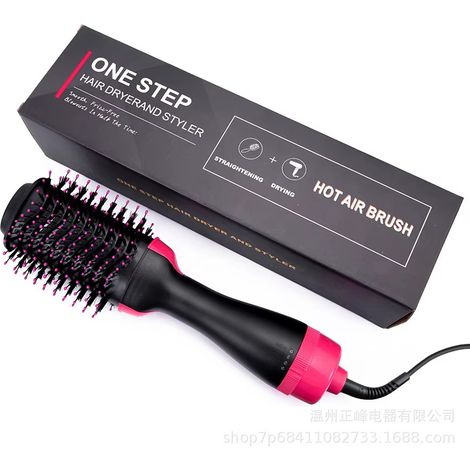 Brosse soufflante 3-en-1 bordeaux, coiffage ionique multifonction, séchoir, lisseur et boucleur cheveux (1/5)