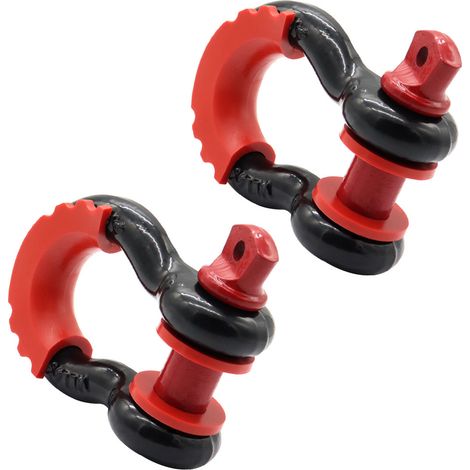 Manille de remorquage Robber D Ring Bow Manille Isolateur 2 Pack Accessoire de remorquage pour Pick-up, récupération de véhicule tout-terrain (1/5)