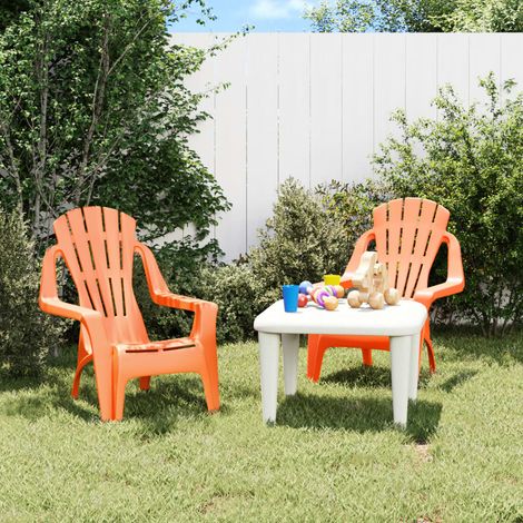 Sillas jardín niños 2 uds aspecto madera PP naranja 37x34x44 cm vidaXL