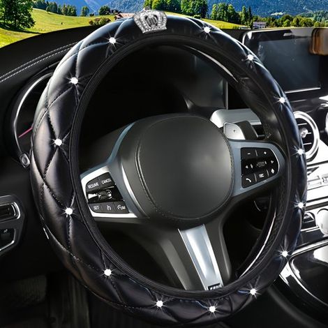 Coprivolante lucido. Coprivolante universale. Accessori per interni e styling auto (Black Crown). (1/5)