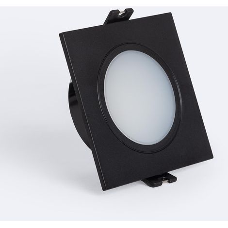 Aro Downlight Cuadrado IP65 para Bombilla LED GU10 / GU5.3 Corte Ø75 mm Maxis Negro