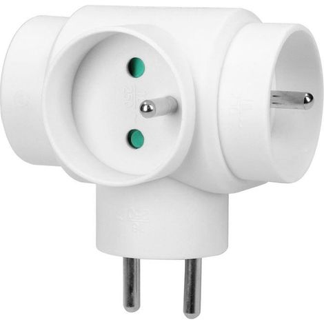 Triplite 3 prises 2P+T avec terre - Adaptateur électrique compact - Usage domestique ORNO (1/5)