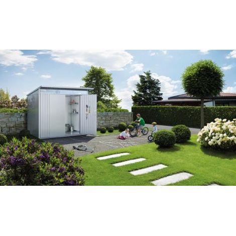 CASETA COBERTIZO METALICA BIOHORT AVANTGARDE L COLOR PLATA METALIZADA DOBLE PUERTA (1/5)
