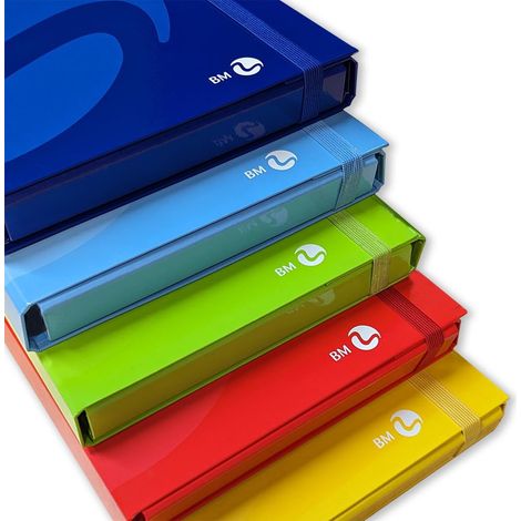 BM BeMore Cartella Portadocumenti Color A 3 Lembi Con Elastico Piatto - Dorso 3 Cm - Formato 24x35 Cm - Copertina Rigida Plastificata Lucida 1,8 Mm - Colori Assortiti - 1 Pezzo (1/4)