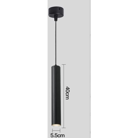 Suspension LED long tube design nordique, lampe suspendue minimaliste créative, plafonnier moderne art déco pour salle à manger, cuisine ou îlot (Noir) (1/4)