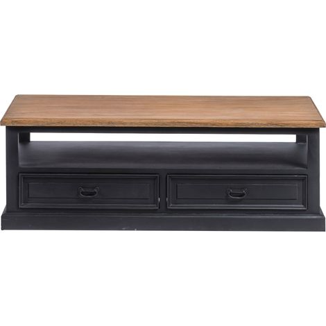 Table basse en bois noir 4 tiroirs 1 niche - DALILA (1/4)