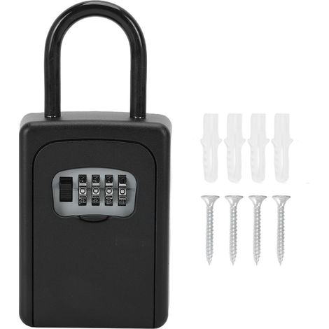 Cassetta di sicurezza con combinazione a 4 cifre, con archetto in metallo, contenitore per password per riporre chiavi, appendere tessere o montare a parete. (1/5)