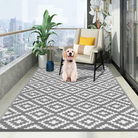 Tapis Extérieur Résistant à la Pluie, Tapis Extérieur Terrasse en Plastique, Résistant aux UV, Réversible, Pliable et Lavable, Tapis d’Extérieur Adapté pour Jardin, Balcon, Salon, Terrasse (1/5)