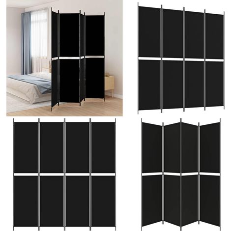 Cloison de séparation 4 panneaux Noir 200x220 cm Tissu - Séparation de pièce - Tissu de séparation (1/5)