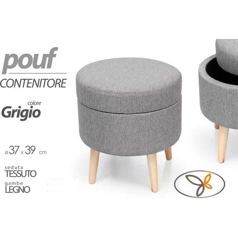 Sitzpuff mit grauem runden Behälter cm 37 x 39 h
