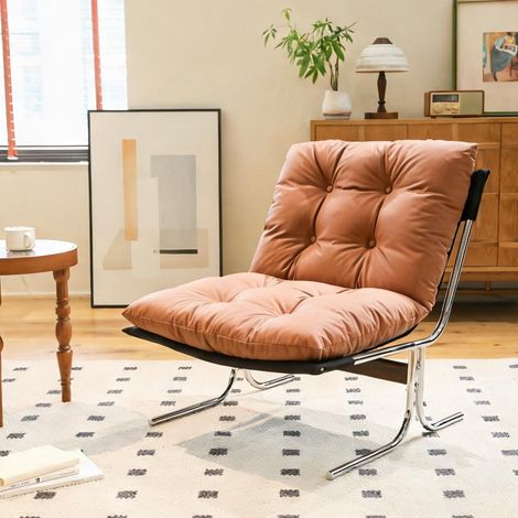 Fauteuil coloris marron en chrome 72,2 x 84,1 x 84,6 cm (1/5)