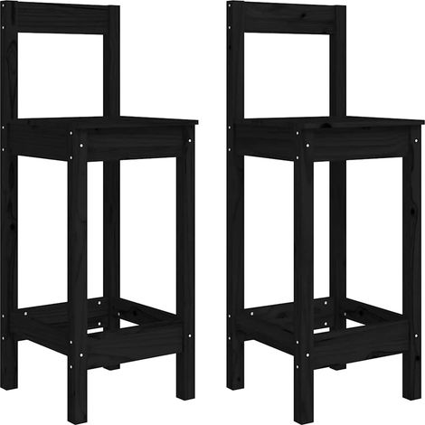 Maison Exclusive - Taburetes altos 2 uds madera maciza pino negro (1/5)