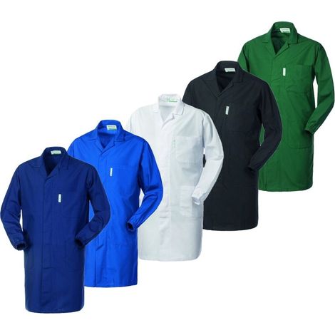 Manteau de travail homme Taille L Tissu popeline 35% coton 65% polyester Lavable à 40°C Manches élastiques et poches avant (1/5)