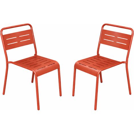 Lot de 2 chaises de jardin empilables terracotta BERGAME (1/5)