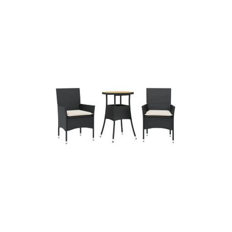 Ensemble à manger de jardin et coussins 3 pcs noir rotin acacia (1/5)