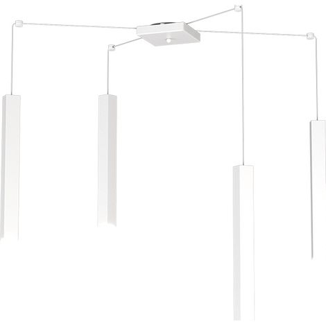 Sospensione Moderna Square Tube Metallo Bianco 4 Luci Gu10 (1/4)