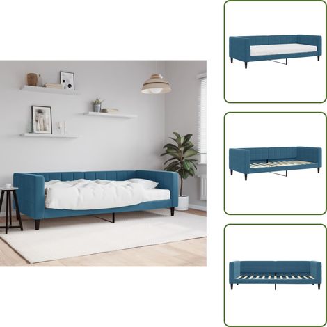 Tagesbett mit Matratze Blau 90x200 cm Samt - Tagesbett Mit Matratze - Tagesbetten Mit Matratze - Tagesbett - Sofabett (1/5)