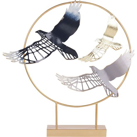 Figurine Décorative d'Oiseaux sur Support Ornemental en Métal Multicolore Samarium