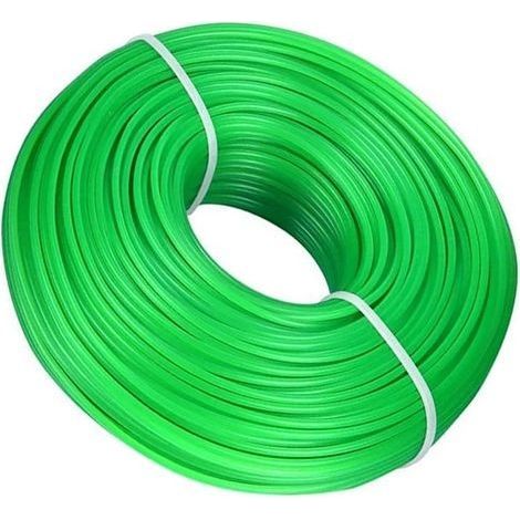 Fil de coupe-bordures 2 mm x 100 m, fil nylon, bobine ronde pour coupe-bordures, fil universel pour tondeuses électriques, vert (1/3)