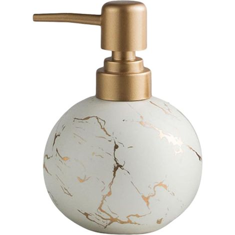 Elegante Keramik-Pumpflasche für Flüssigseife. Weiß, 9 x 13 cm. – AquaForge (1/5)