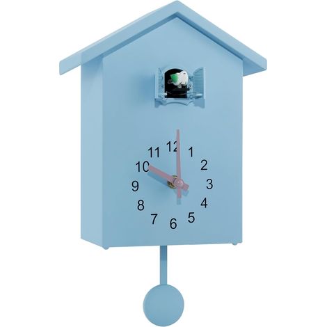 Horloge à coucou avec oiseau qui travaille, horloge murale minimaliste à carillon, alimentée par piles, design pendule pour salon, cuisine, bureau, art mural
