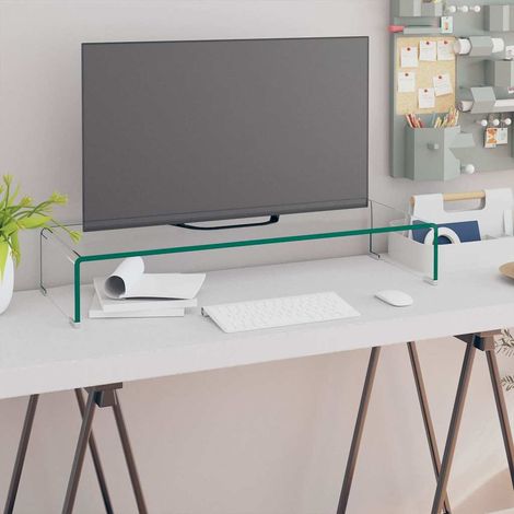 Meuble TV pour moniteur pour Salon - Armoire TV 80 x 30 x 13 cm Verre Transparent BV323139 - BonneVie (1/5)