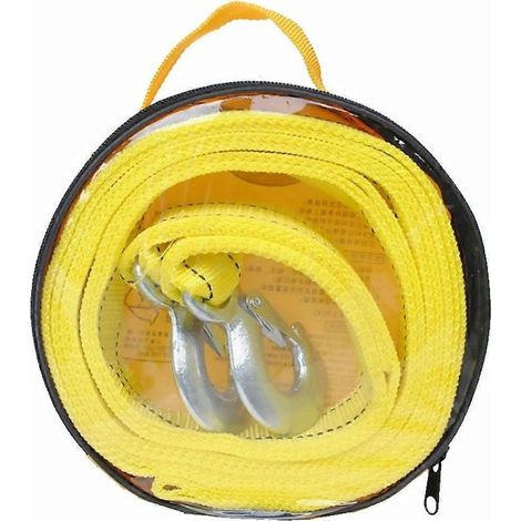 corde de remorquage de 4 m pour voiture ou remorque, pratique et durable, en nylon double épaisseur, pour kit d'urgence extérieur (jaune).-400.00X4.00X0.20CM-Yellow (1/4)