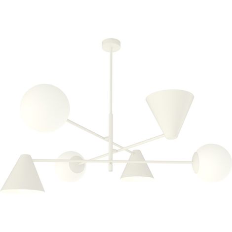 Suspension HERMES Emibig blanche verre 6xE14 86cm IP20 (1/5)