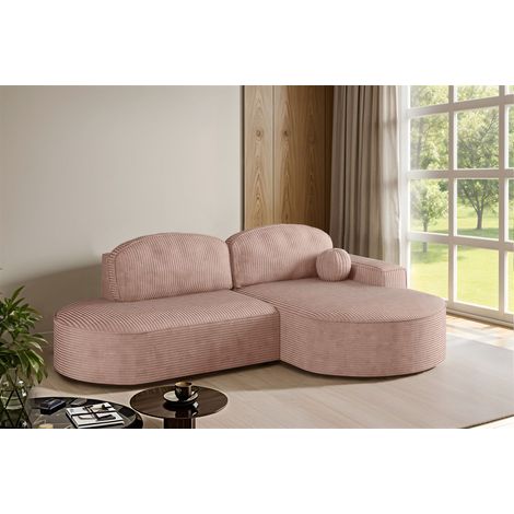Ecksofa Schlafsofa Sofa GIRONA Stoff Poso Rosa Ottomane Rechts (1/5)